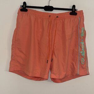 Quicksilver Shorts Mens XL Orange w/ Aqua Logo Lined Swim Trunks Swimwear